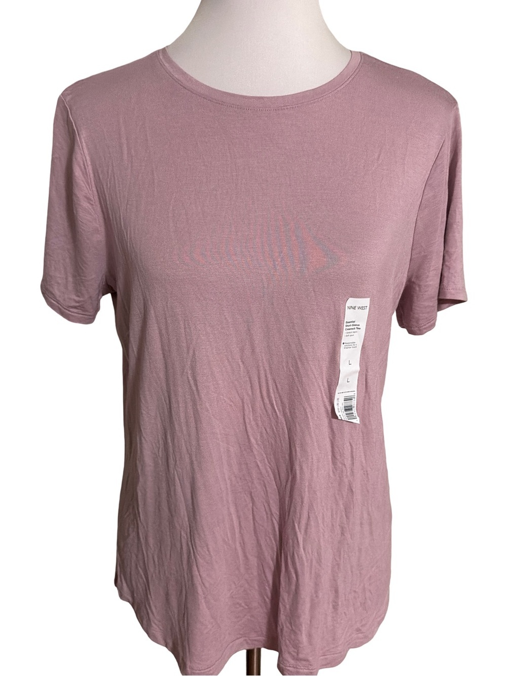 Nine West Mauve Short Sleeve Crewneck Tee